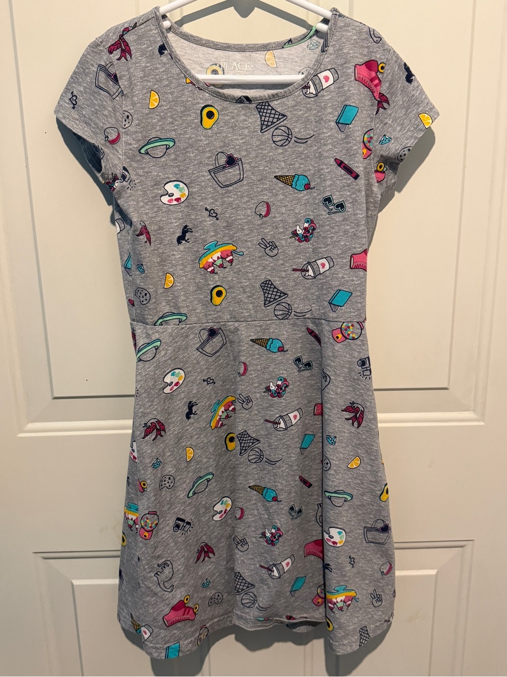 Girls' Grey Graphic Print Casual Dress